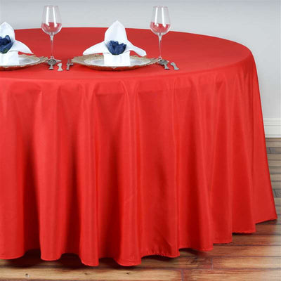 Polyester 132" Round Tablecloth Red - Seamless Chic Table Cover - Linen Luxes