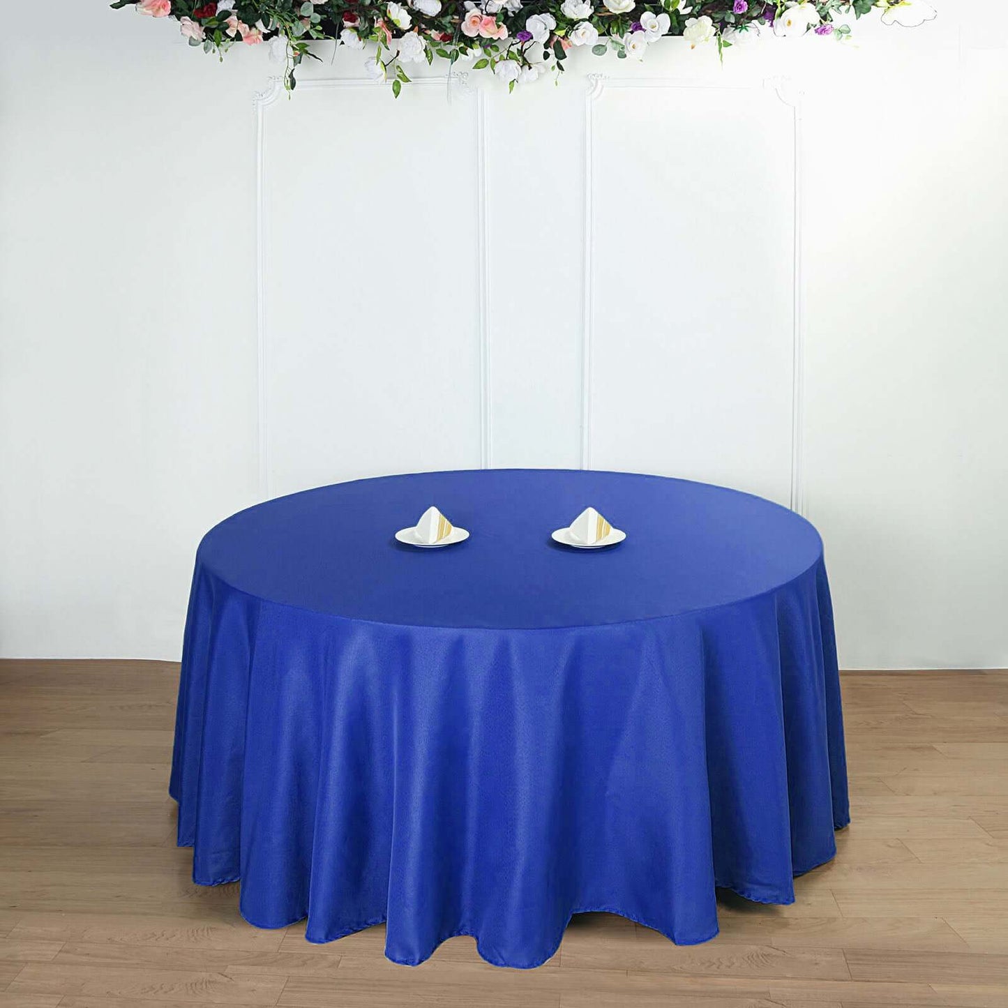 Polyester 132" Round Tablecloth Royal Blue - Seamless Chic Table Cover - Linen Luxes