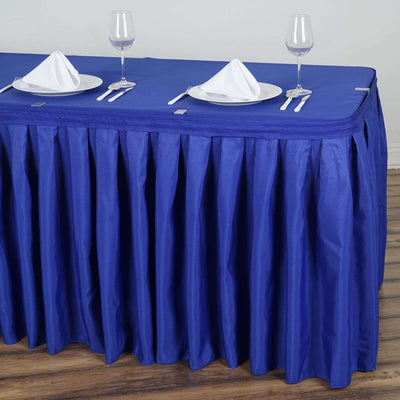 Polyester 17ft Table Skirt Royal Blue - Classic Pleated Design - Linen Luxes