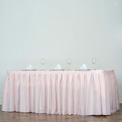 Polyester 21ft Table Skirt Blush - Classic Pleated Design - Linen Luxes