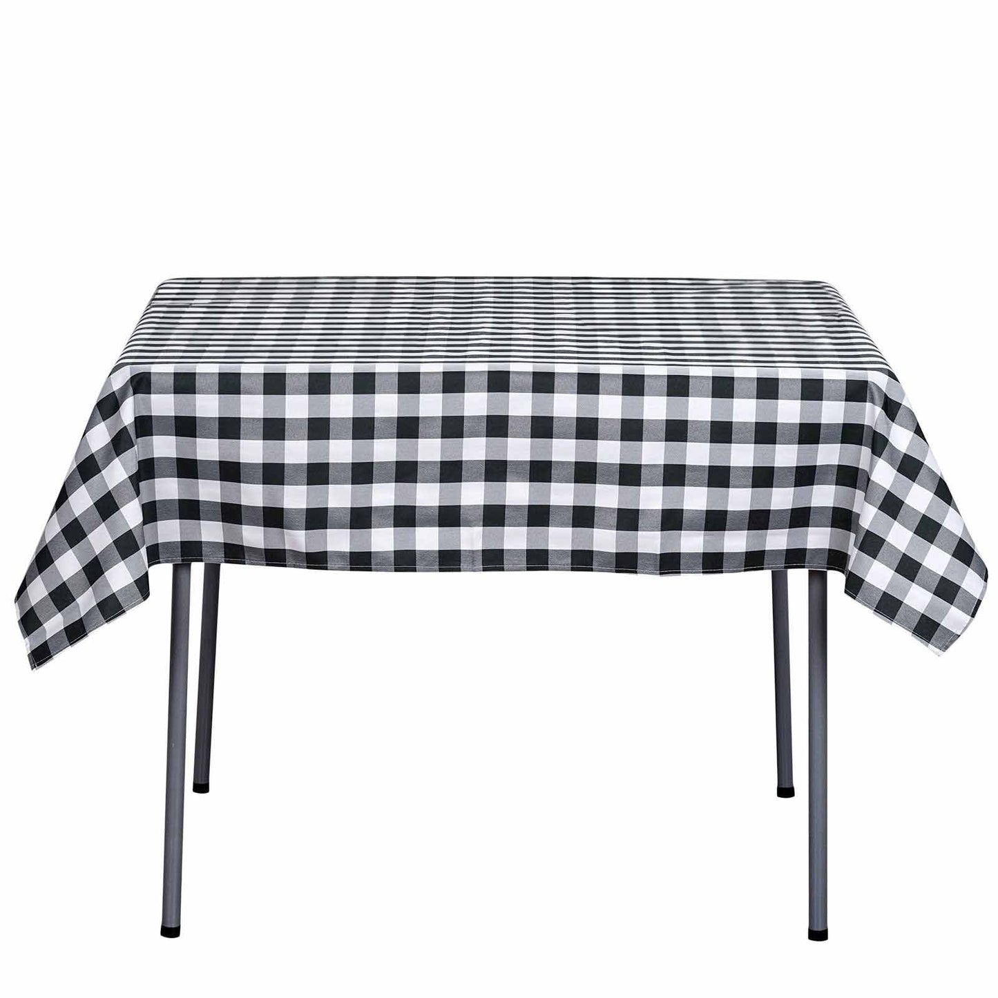 Polyester 54"x54" Square Tablecloth White/Black - Checkered Buffalo Plaid Design for Casual Table Settings - Linen Luxes