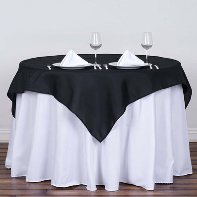 Polyester 54"x54" Table Overlay Square Tablecloth Black - Wrinkle - Resistant & Durable Table Cover for Events - Linen Luxes