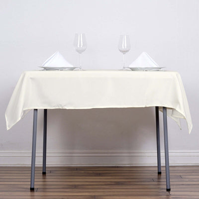 Polyester 54"x54" Table Overlay Square Tablecloth Ivory - Wrinkle - Resistant & Durable Table Cover - Linen Luxes