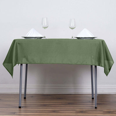 Polyester 54"x54" Table Overlay Square Tablecloth Olive Green - Wrinkle - Resistant & Durable Table Cover - Linen Luxes