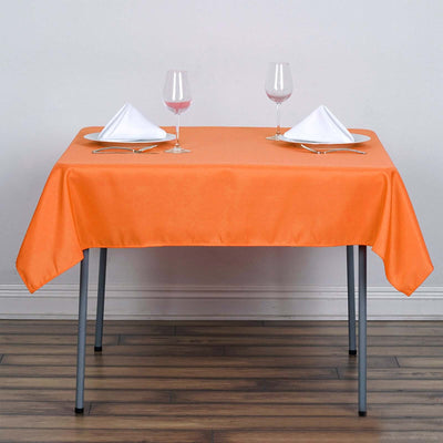 Polyester 54"x54" Table Overlay Square Tablecloth Orange - Wrinkle - Resistant & Durable Table Cover - Linen Luxes