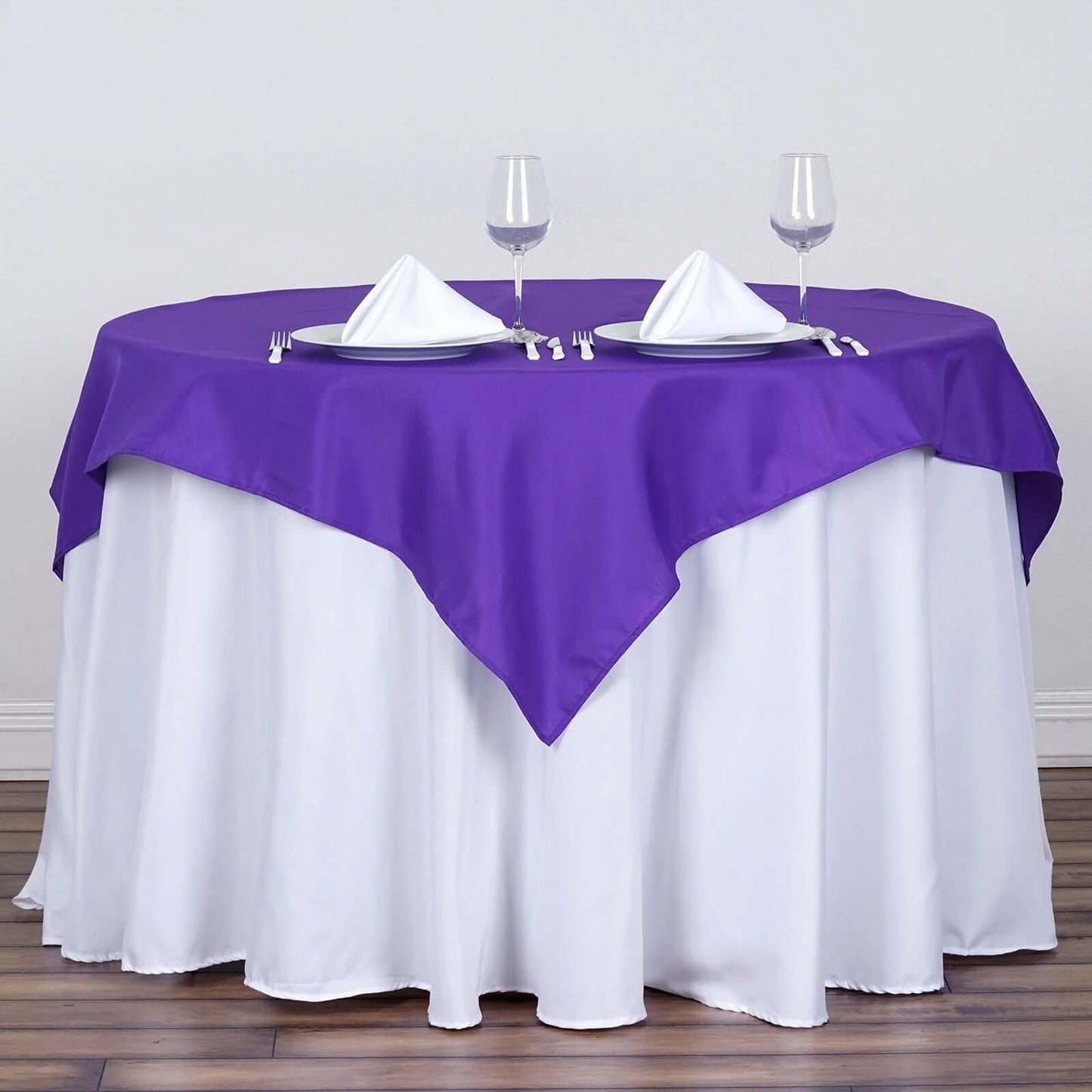 Polyester 54"x54" Table Overlay Square Tablecloth Purple - Wrinkle - Resistant & Durable Table Cover - Linen Luxes