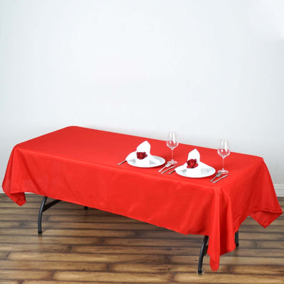 Polyester 60"x102" Rectangle Tablecloth Red - Durable and Stylish Table Cover - Linen Luxes