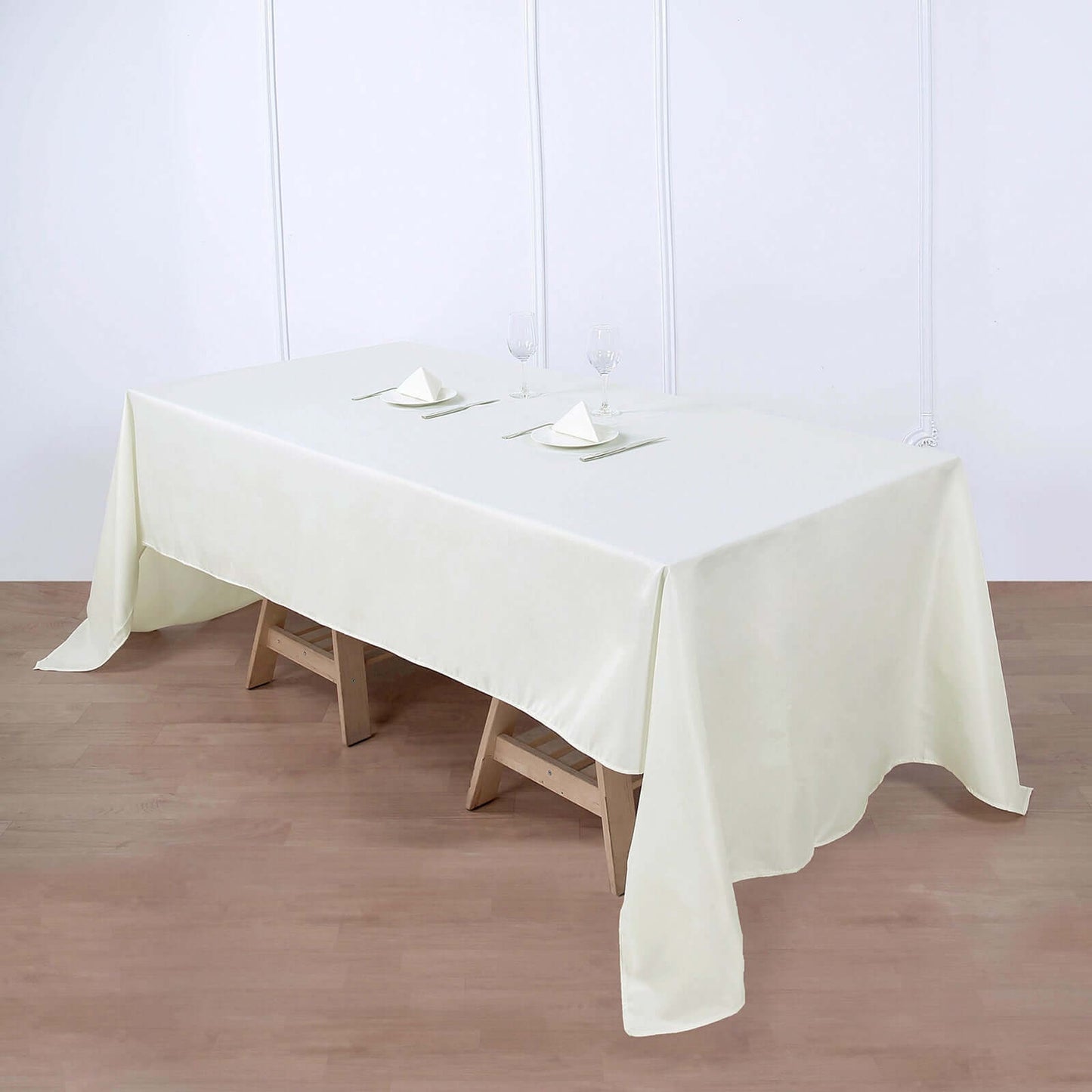 Polyester 60"x126" Rectangle Tablecloth Ivory - Wrinkle - Resistant Design Table Cover - Linen Luxes