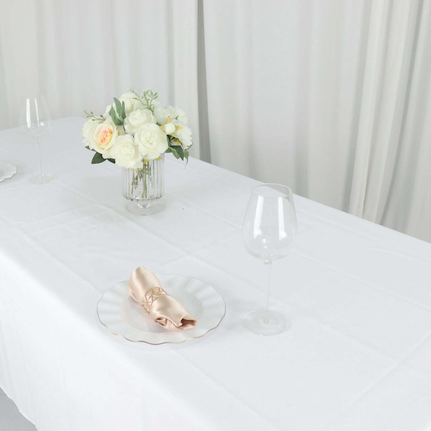 Polyester 60"x126" Rectangle Tablecloth White - Wrinkle - Resistant Table Cover for Weddings & Parties - Linen Luxes
