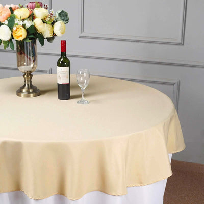 Polyester 70" Round Tablecloth Beige - Durable & Wrinkle - Resistant Table Cover - Linen Luxes
