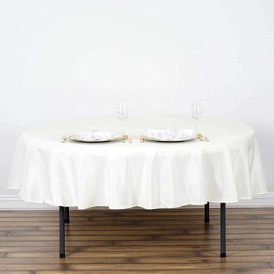 Polyester 70" Round Tablecloth Ivory - Durable & Wrinkle - Resistant Table Cover - Linen Luxes
