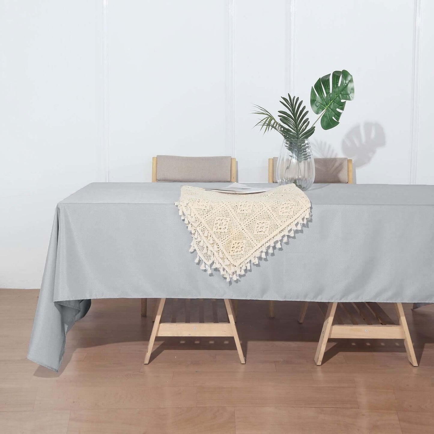 Polyester 72"x120" Rectangle Tablecloth Silver - Durable and Stylish Table Cover - Linen Luxes