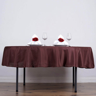 Polyester 90" Round Tablecloth Chocolate - Stain & Wrinkle - Resistant Table Cover - Linen Luxes