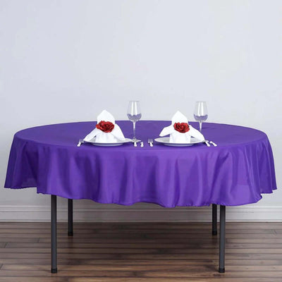 Polyester 90" Round Tablecloth Purple - Stain & Wrinkle - Resistant Table Cover - Linen Luxes