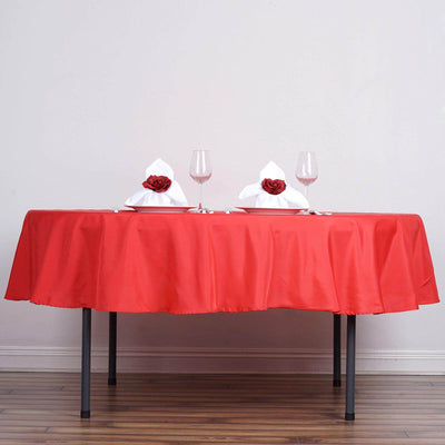Polyester 90" Round Tablecloth Red - Stain & Wrinkle - Resistant Table Cover - Linen Luxes
