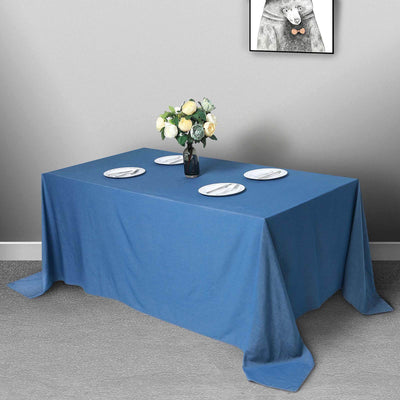 Polyester 90"x132" Rectangle Tablecloth Dark Denim Blue - Seamless Faux Denim Design for Classy Celebrations - Linen Luxes