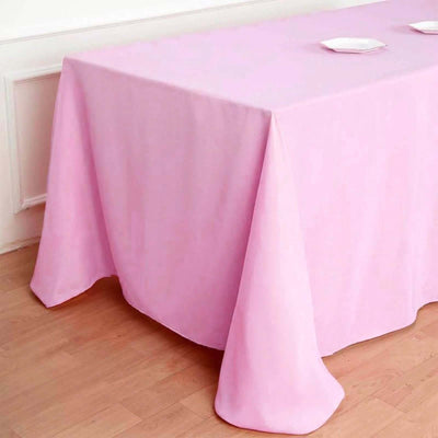 Polyester 90"x132" Rectangle Tablecloth Pink - Seamless Wrinkle - Resistant Table Cover - Linen Luxes