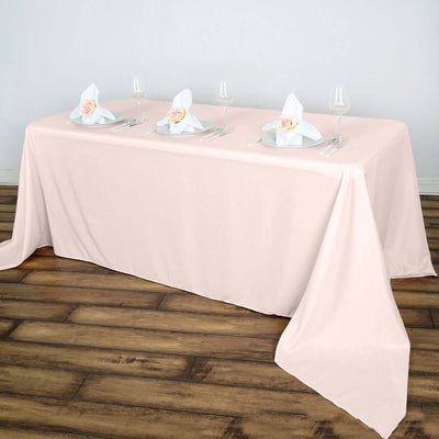Polyester 90"x156" Rectangle Tablecloth Blush - Seamless Wrinkle - Resistant Table Cover - Linen Luxes