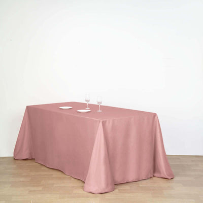 Polyester 90"x156" Rectangle Tablecloth Dusty Rose - Seamless Wrinkle - Resistant Table Cover - Linen Luxes