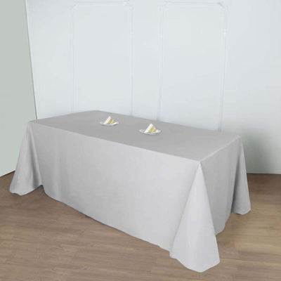 Polyester 90"x156" Rectangle Tablecloth Silver - Seamless Wrinkle - Resistant Table Cover - Linen Luxes