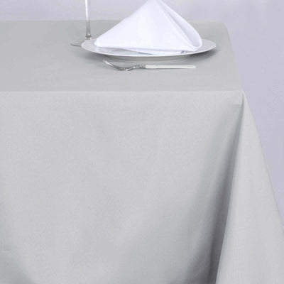 Polyester 90"x90" Table Overlay Square Tablecloth Silver - Wrinkle - Resistant & Durable Table Cover - Linen Luxes