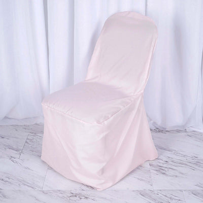 Polyester Slip On Banquet Chair Covers Blush - Stain - Resistant Reusable Durable Fabric - Linen Luxes