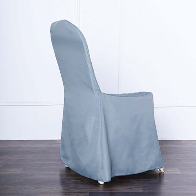 Polyester Slip On Banquet Chair Covers Dusty Blue - Stain - Resistant Reusable Durable Fabric - Linen Luxes