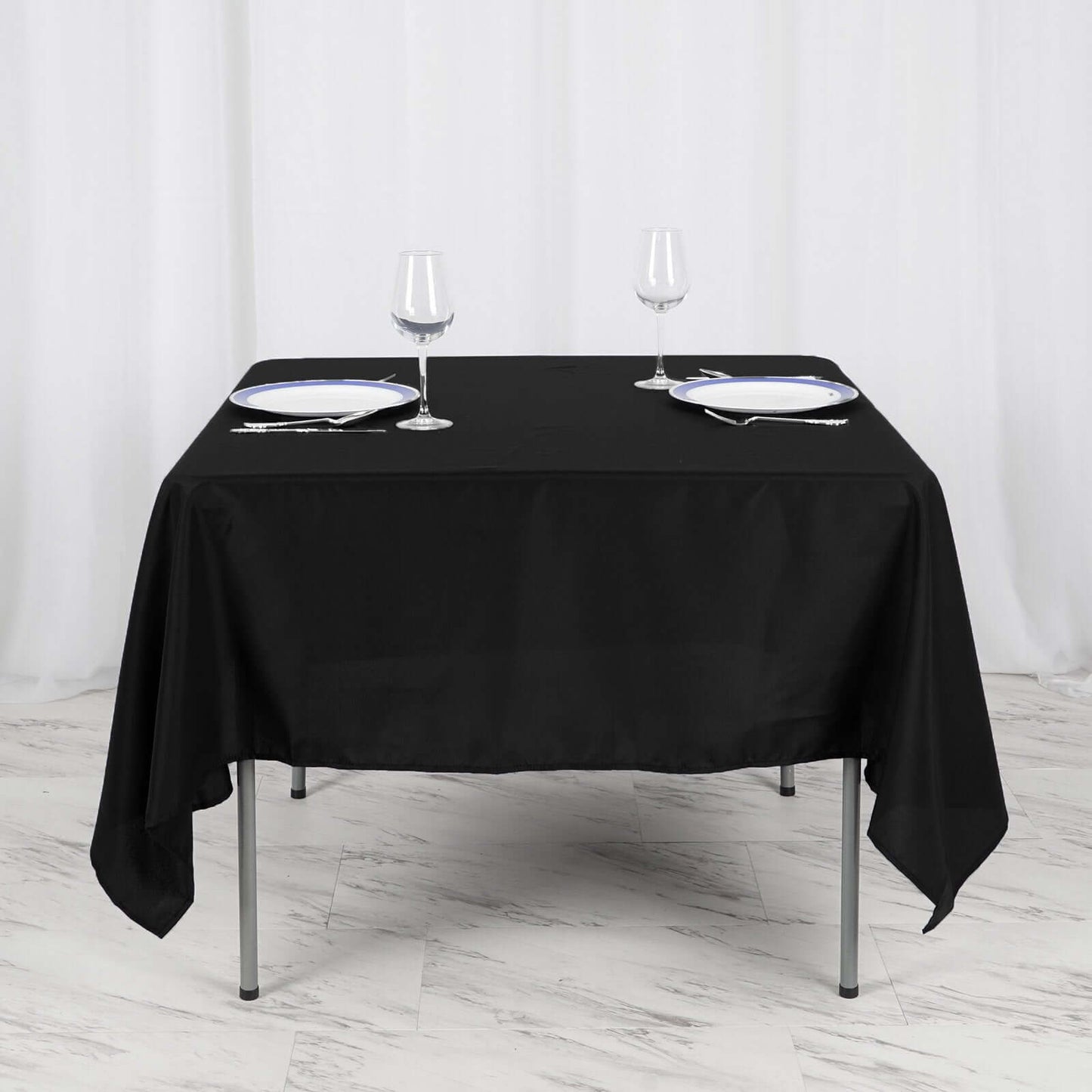 Polyester Square 70"x70" Tablecloth Black - Wrinkle - Resistant & Durable Table Cover for Events - Linen Luxes