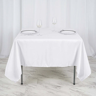Polyester Square 70"x70" Tablecloth White - Wrinkle - Resistant & Durable Table Cover for Events - Linen Luxes