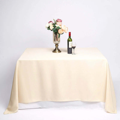 Polyester Square 90"x90" Tablecloth Beige - Wrinkle - Resistant & Durable Table Cover - Linen Luxes