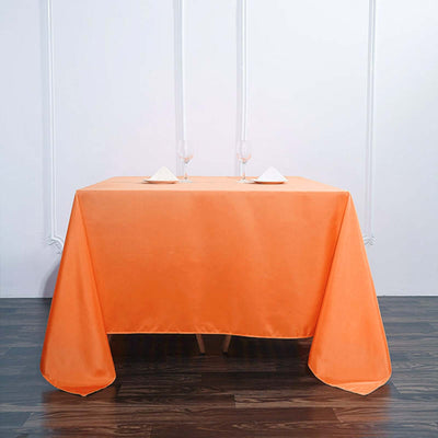 Polyester Square 90"x90" Tablecloth Orange - Wrinkle - Resistant & Durable Table Cover - Linen Luxes