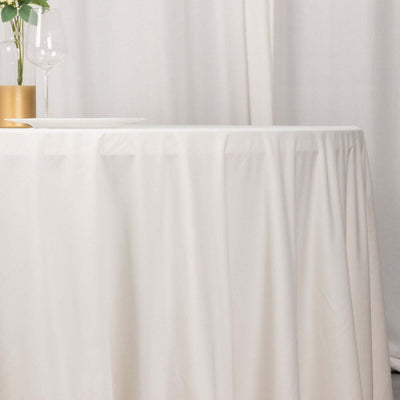 Scuba Round 132" Tablecloth Ivory - Wrinkle Free & Stain Resistant Seamless Table Cover