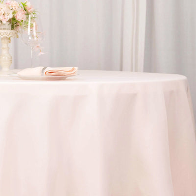 Premium Polyester 120" Round Tablecloth Blush - Seamless 220GSM Wrinkle-Resistant Table Cover