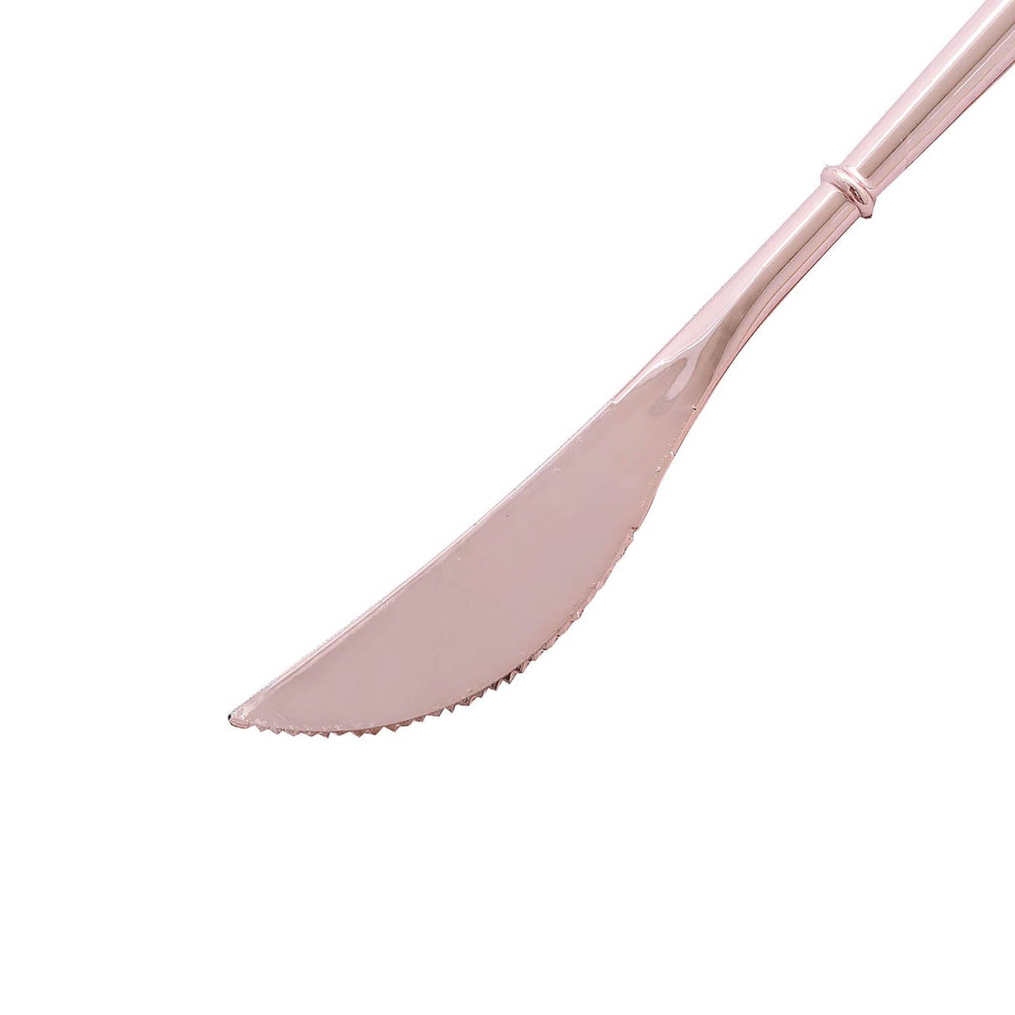 24-Pack Plastic Knives Modern Flatware Rose Gold - Premium Heavy Duty Disposable Silverware 8"