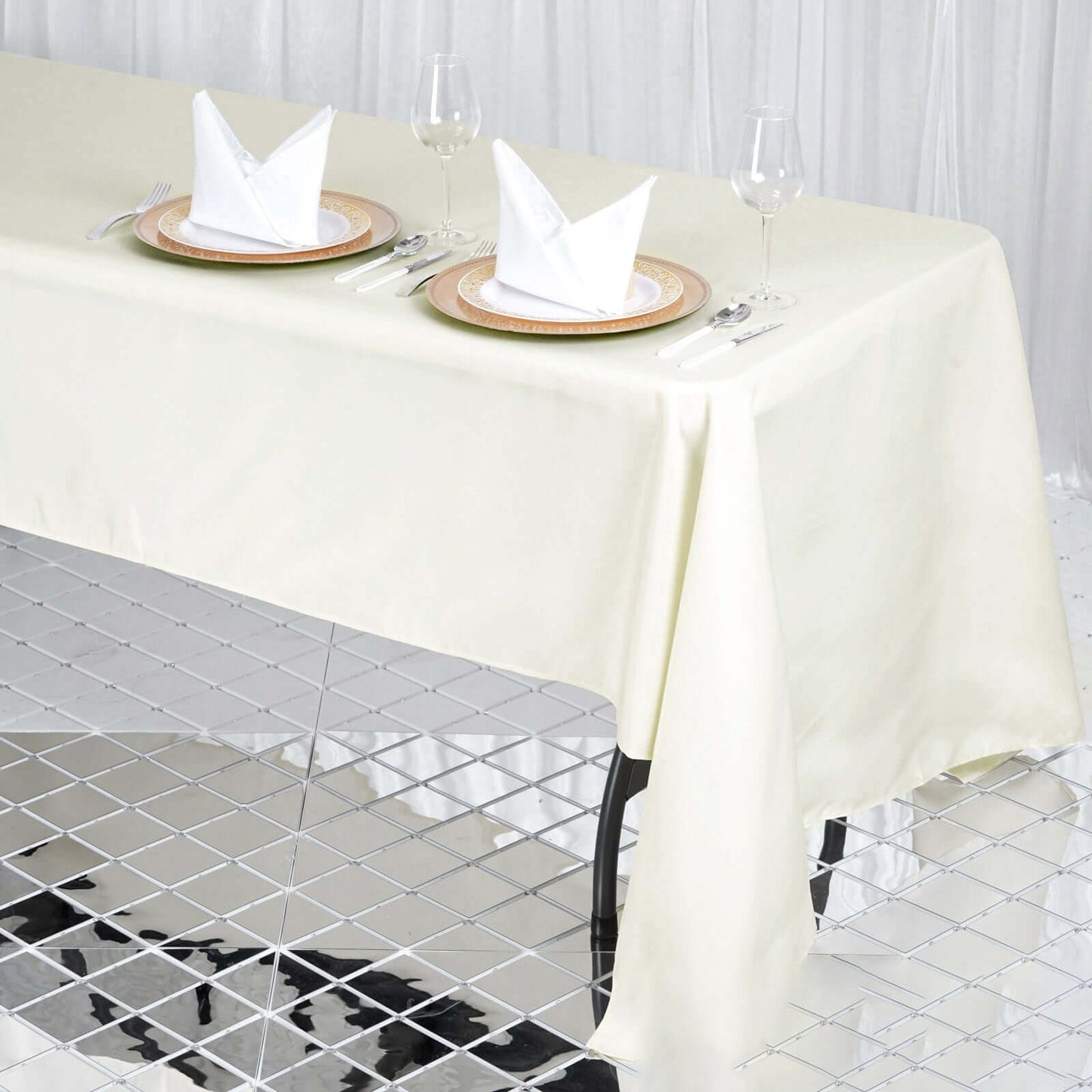 Premium Polyester 60"x126" Rectangle Tablecloth Ivory - Stain - Resistant 220GSM Finish Table Cover - Linen Luxes
