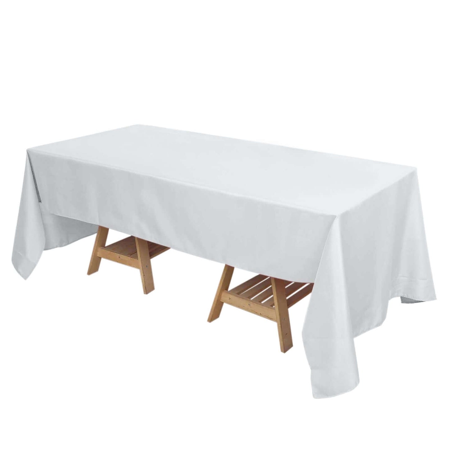 Premium Polyester 72"x120" Rectangle Tablecloth White - 220GSM Stain - Resistant Table Cover for Weddings & Event Decor - Linen Luxes