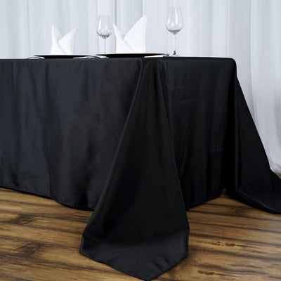 Premium Polyester 90"x156" Rectangle Tablecloth Black - Seamless 220GSM Stain - Resistant Design for Classy Events - Linen Luxes