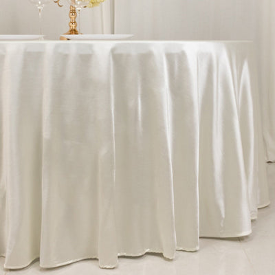 Scuba Round 120" Tablecloth Shimmering Pearl White - Wrinkle Free, Stain Resistant & Seamless Table Cover