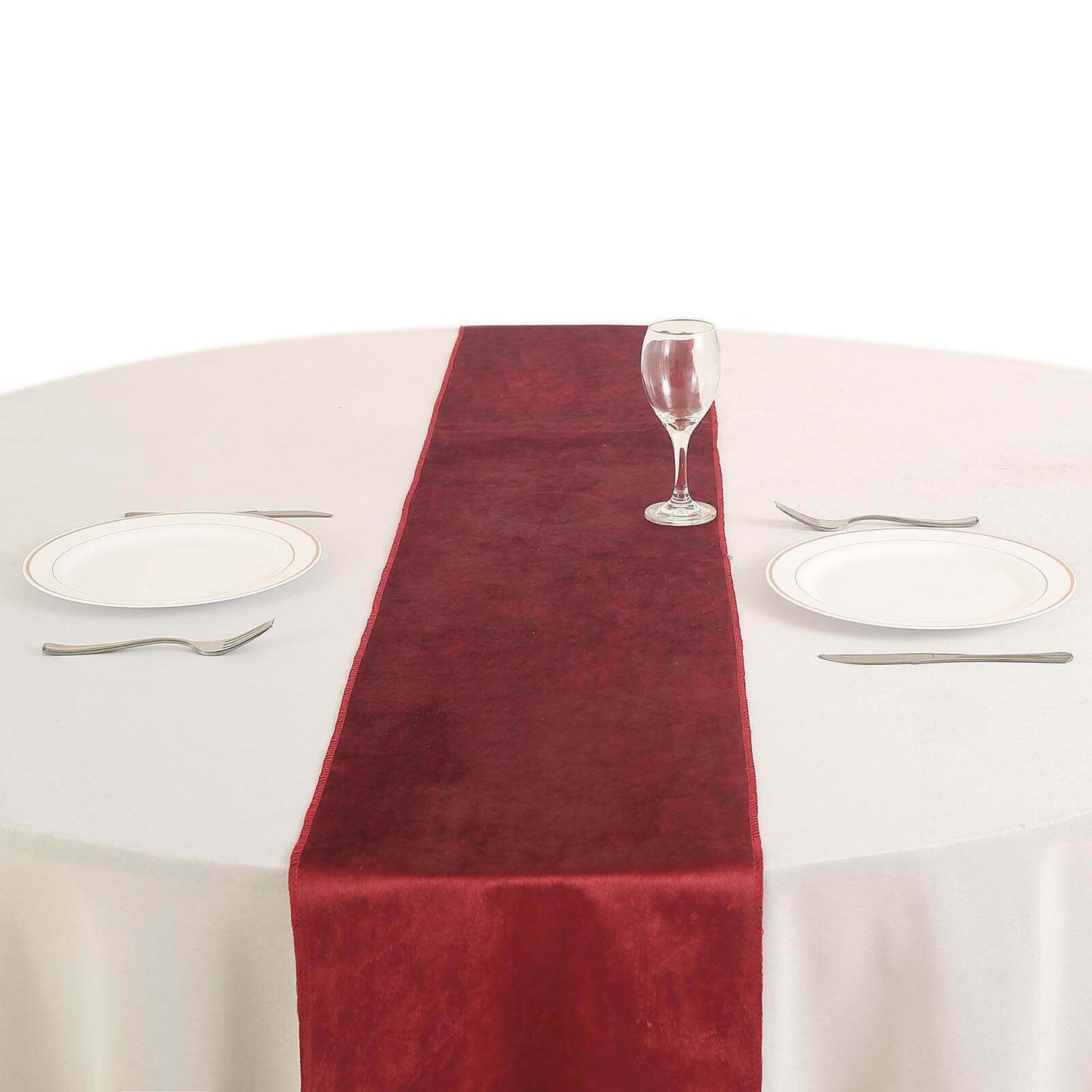 Premium Velvet 12"x108" Table Runner Burgundy - Sheen Finish Reusable Table Decor - Linen Luxes