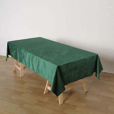 Premium Velvet 60"x102" Rectangle Tablecloth Hunter Emerald Green - Reusable & Soft Table Cover - Linen Luxes