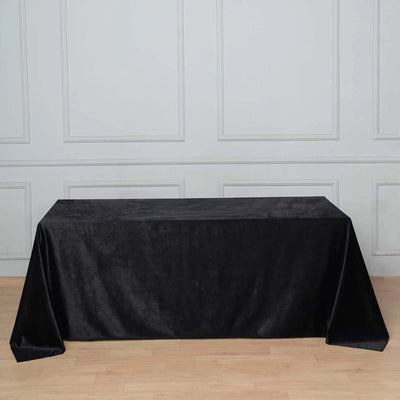 Premium Velvet 90"x132" Rectangle Tablecloth Black - Reusable Soft & Polished Seamless Table Cover for Luxury Weddings & Events - Linen Luxes