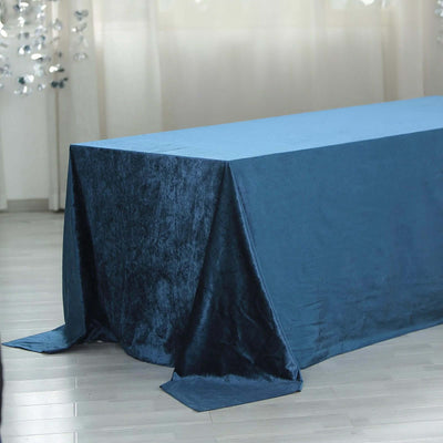 Premium Velvet 90"x156" Rectangle Tablecloth Navy Blue - Reusable Soft & Seamless Table Cover - Linen Luxes