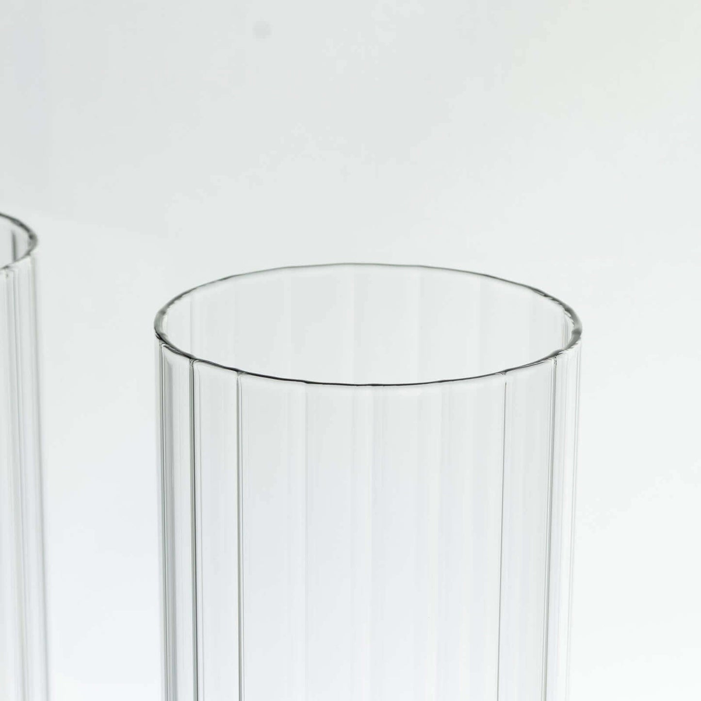 2-Pack Clear Ribbed Glass Hurricane Shades Open End Design - Stylish Candelabra Pillar Candle Holder Table Centerpiece 14"