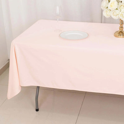 Scuba Rectangular 60"x102" Tablecloth Blush - Wrinkle Free & Stain Resistant Table Cover
