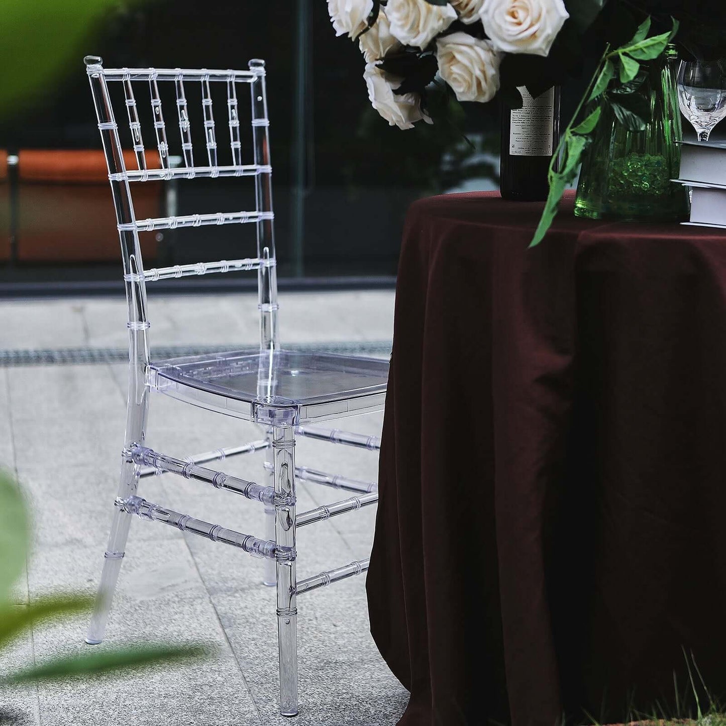 4 Pack Resin Chiavari Chairs Transparent and Stackable Clear - Sleek Armless Design for Weddings & Gatherings