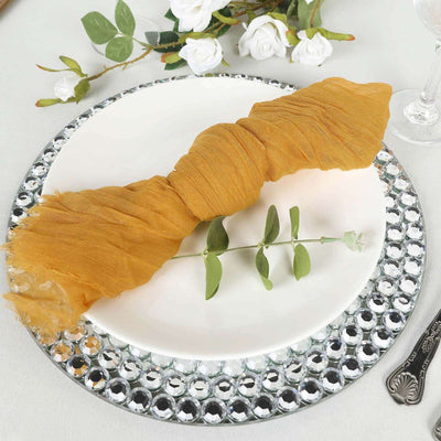 5 Pack Gauze Cheesecloth 24"x19" Napkins Mustard Yellow Reusable Dinner Napkins