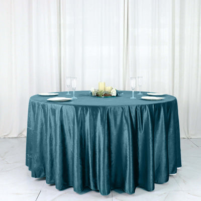 Premium Velvet 120" Round Tablecloth Peacock Teal - Reusable Soft & Seamless Table Cover