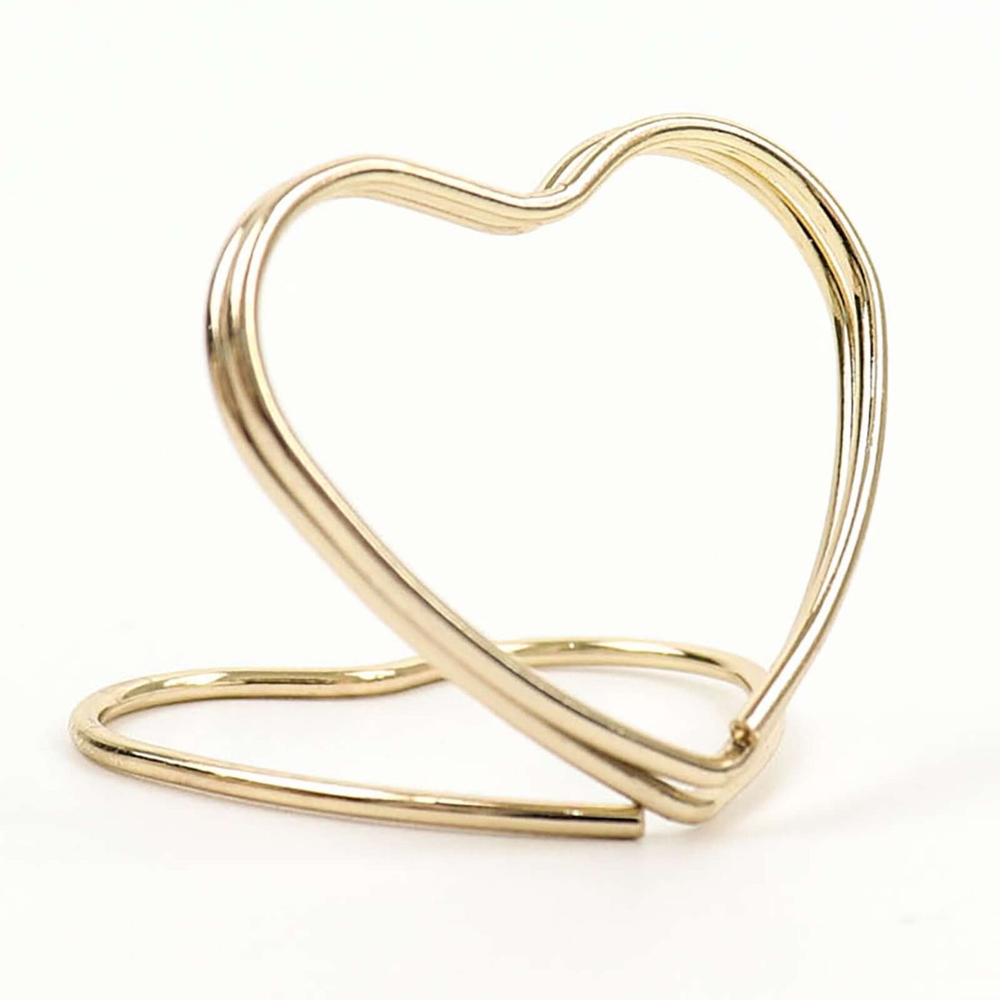 10-Pack Metal Card Holder Stands Double Heart Design Gold - Table Number Stands and Wedding Place Card Menu Clips 1"