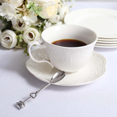 2 Pack 4" Silver Metal Couple Coffee Spoon Set Party Favors, Pre-Packed Wedding Souvenir Gift