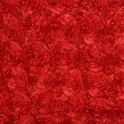 Rosette Satin 14"x108" Table Runner Red - Grandiose Design - Linen Luxes